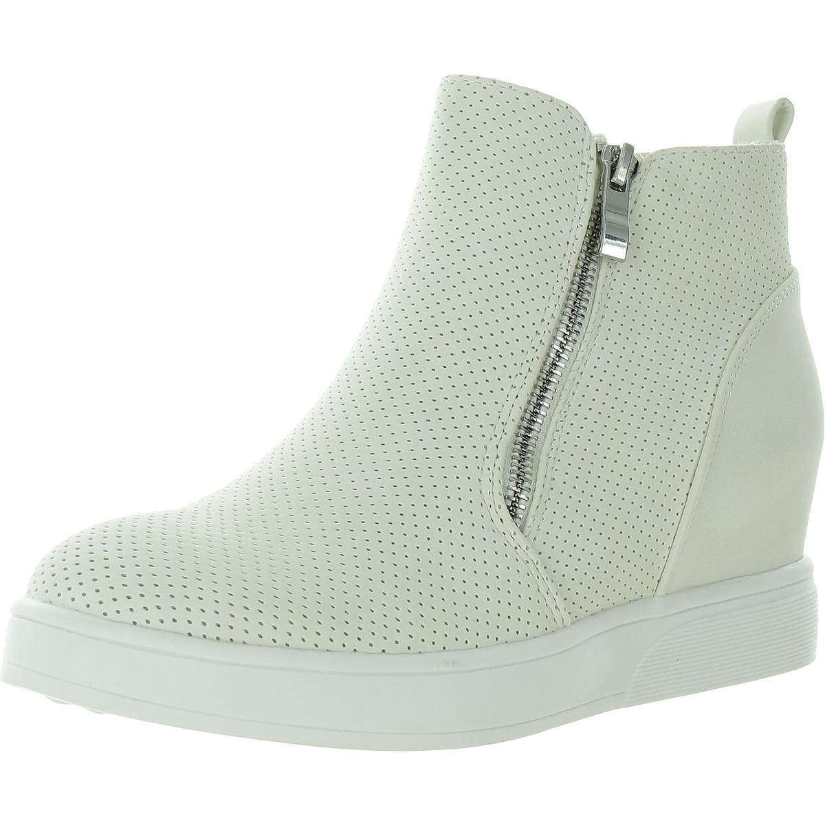 perforierte Kunstleder Keil Stiefel