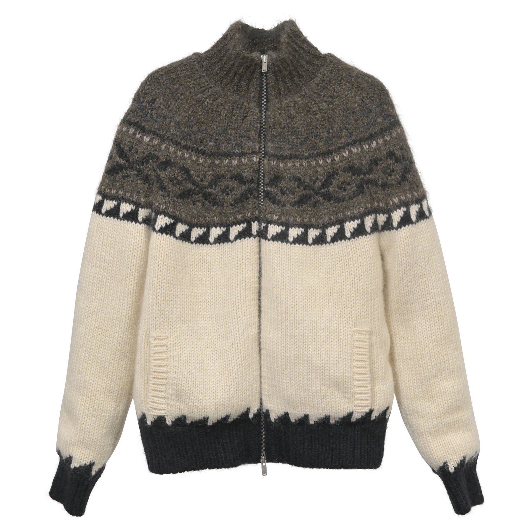 Saint Laurent – Strickjacke aus weißer Wolle mit Reißverschluss – 7748641390652