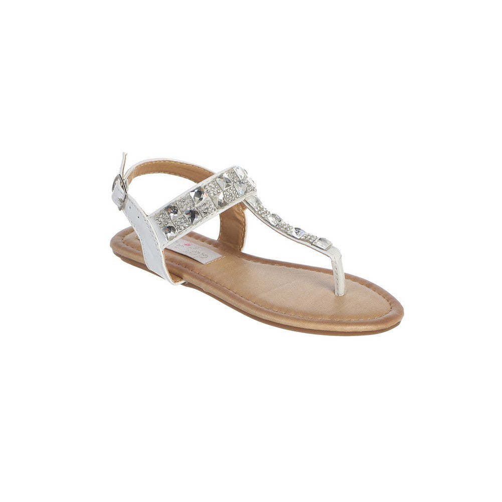 Weiße Flip-Flop-Sandalen mit Strasssteinen und Schnalle für Mädchen, Größe 9, Kleinkind – 2 Kinder
