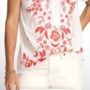 Oleander Button Neck Leinenabschlag in weiß 7765022507068
