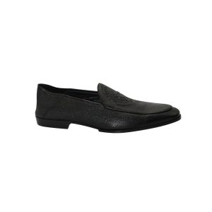 Balmain – geprägte Loafer aus schwarzem Leder – 7703684317244