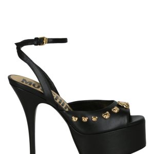 Teddy-Nieten-Sandalen mit Plateauabsatz