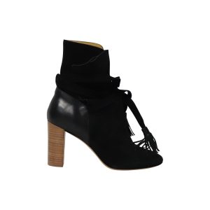 Ba&Sh Stiefeletten mit Blockabsatz aus schwarzem Wildleder