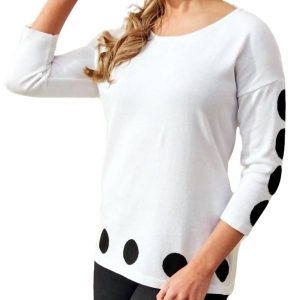 Abstract Scoop Neck Top in weiß