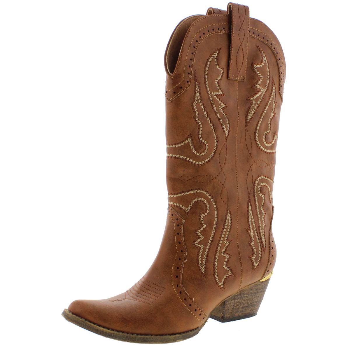 Raspy veganes Leder mittelkalf Western Cowgirl Stiefel