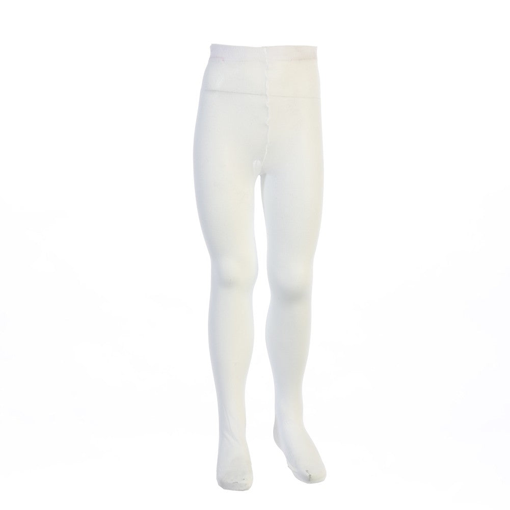 Weiße, blickdichte, dehnbare Strumpfhose mit Fuß für Mädchen, 12M-16