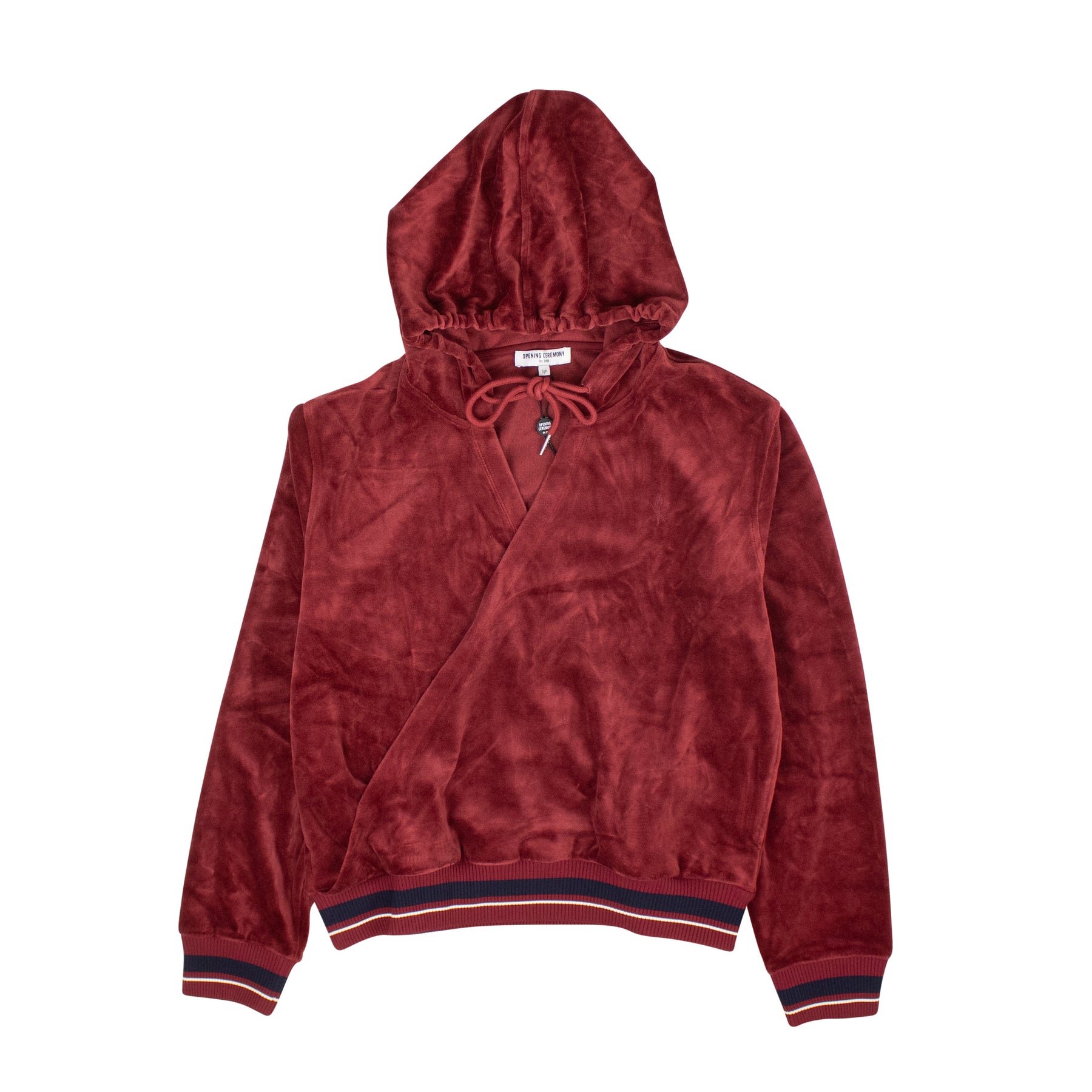 Burgundy Velour Wrap Track Jacke