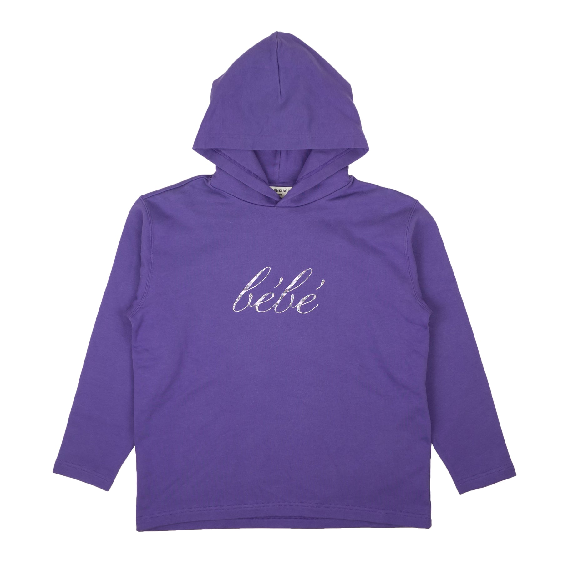 Balenciaga Rhinestone Bebe Cropped Logo Kapuzenpullover – lila