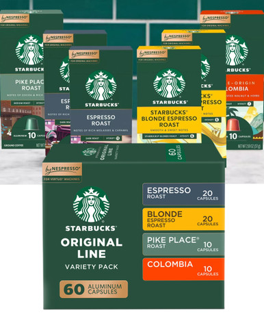 Starbucks by Nespresso Original Line Kaffeekapseln, Varietätspackung, 60 Zähler, kompatibel mit Nespresso Originalmaschinen