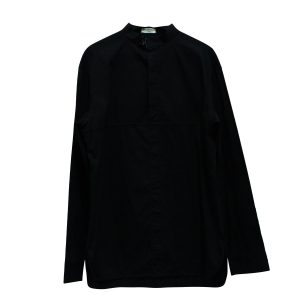 Balenciaga Half Front Button Mandarin Collar Hemd aus schwarzer Baumwolle 7766499754044