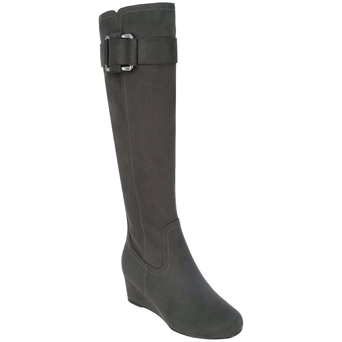 Genia Velourslederimitat hohe kniehohe Stiefel