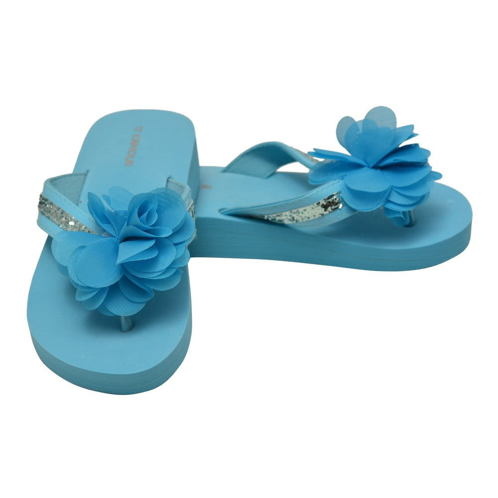 Blaue Pailletten-Eva-Schaum-Sandalen für kleine Mädchen, 11–4 Kinder
