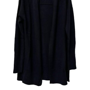 Damen Rippen Detail Strickjacke in schwarz 7766677094460