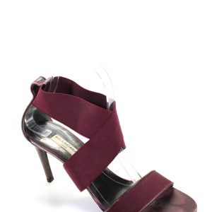 Balenciaga Paris Damen Stiletto Nylon Cross Strap Sandalen Rot