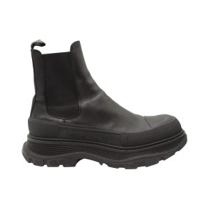 Alexander McQueen Tread Slick Chelsea Stiefel aus schwarzem Leder 7748865556540