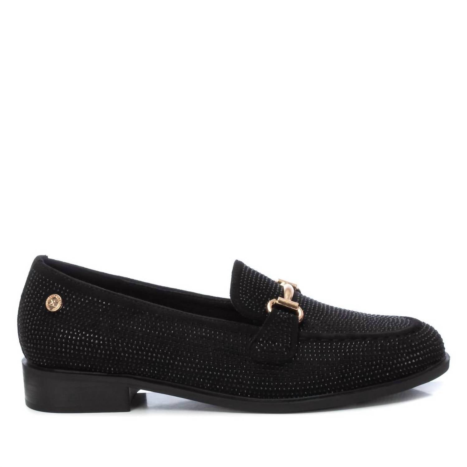Damen dekorative Kristalle Mokassine in schwarz 7764977844284