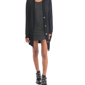 lange Luxus Strickjacke in schwarz