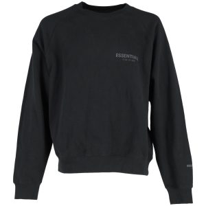 Fear Of God Essentials Logo Print Jersey Sweatshirt aus schwarzer Baumwolle 7748914282556