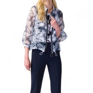 Organza Jacke mit Camisole 2-teiligem Set in Mitternacht blau/weiß 7704769101884