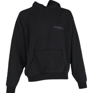 Fear of God Essentials Logo Print Jersey Kapuzenpullover aus schwarzer Baumwolle 7748906418236