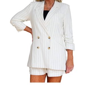 Ticket To Paradise Stripe Riviera Blazer in weiß 7676638167100
