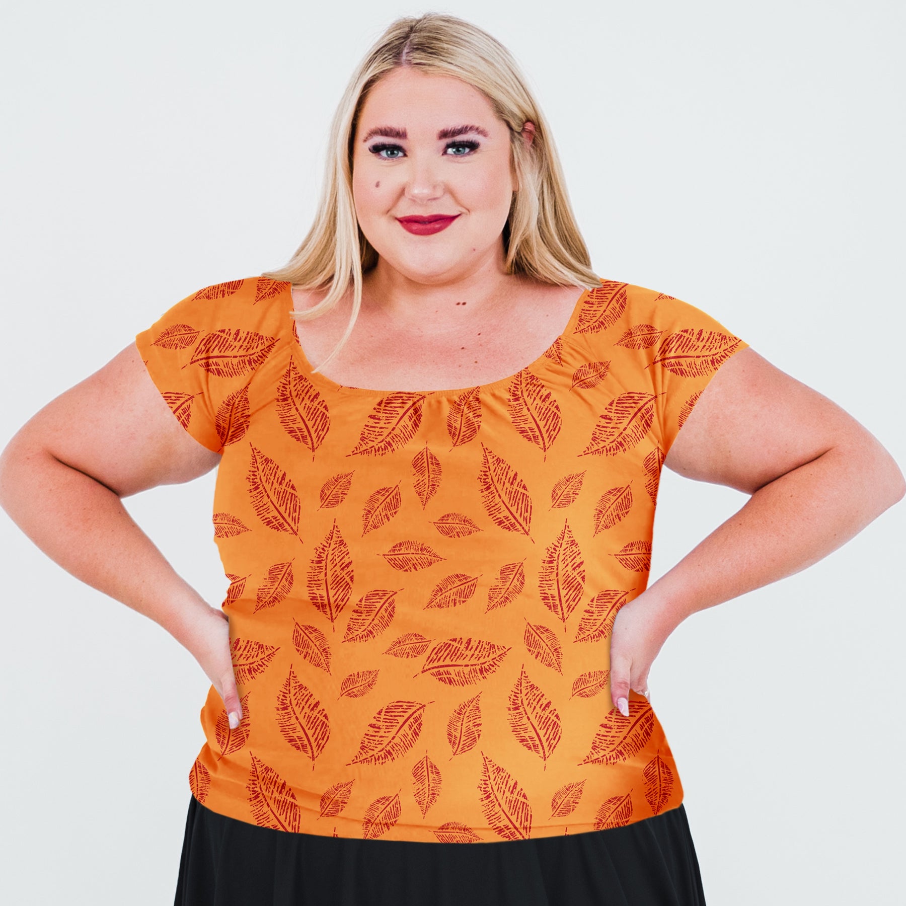 Damen plus Kappe Ärmel Zoey Ernte Schwimmen Top 7766665855036