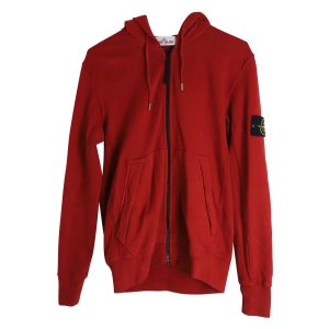 Stone Island-Kapuzenpullover mit Reißverschluss aus roter Baumwolle