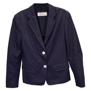 Max Mara Contrast Stitch Denim Blazer aus blauer Baumwolle 7748812341308