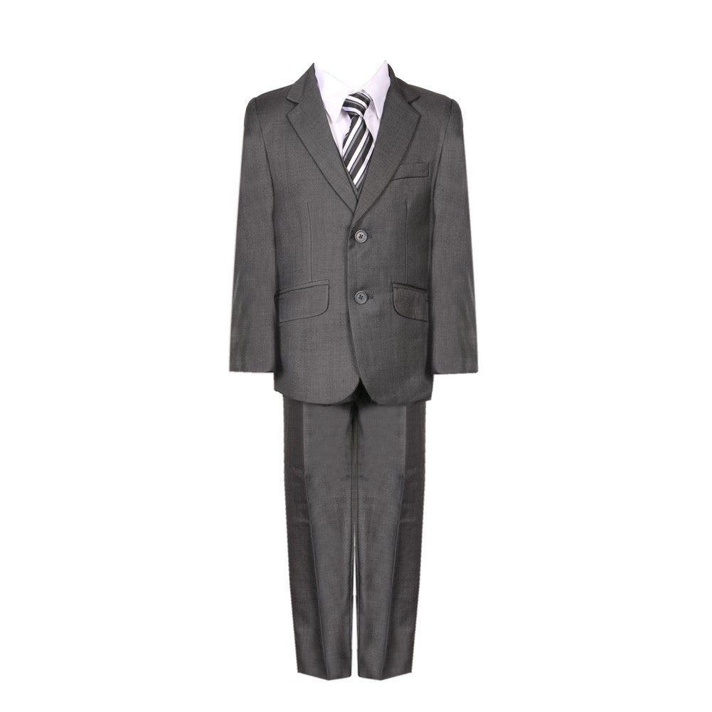 Anthrazitgrauer, schicker 5-teiliger Anzug für große Jungen, Weste, Jacke, Hose, für besondere Anlässe, 8–20