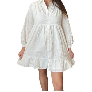 Poplin Mini Hemd Kleid in weiß 7733681127484