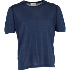 Hermes Crewneck T-Shirt aus blauer Baumwolle 7748714954812