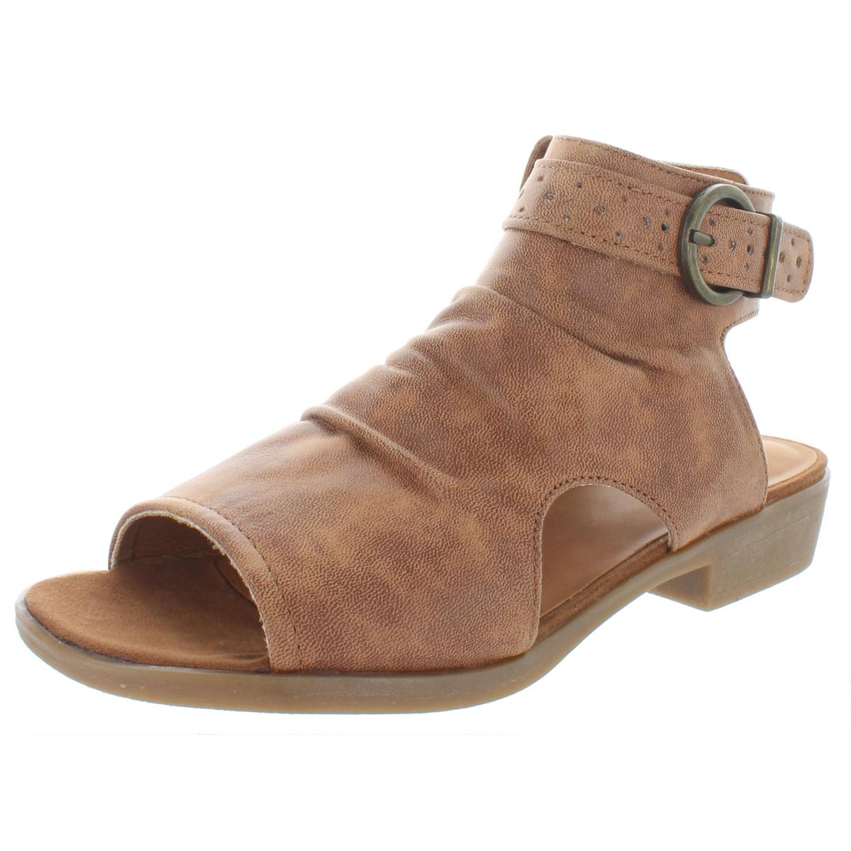 Sheridyn Kunstleder offene Zehen flache Sandalen