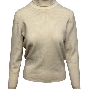 Victoria Victoria Beckham Turtleneck Button Back Pullover aus Cremewolle 7766541631548