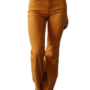 hohe Taille Kontrolle Top Flare Jeans in Ringelgold – 7706219085884