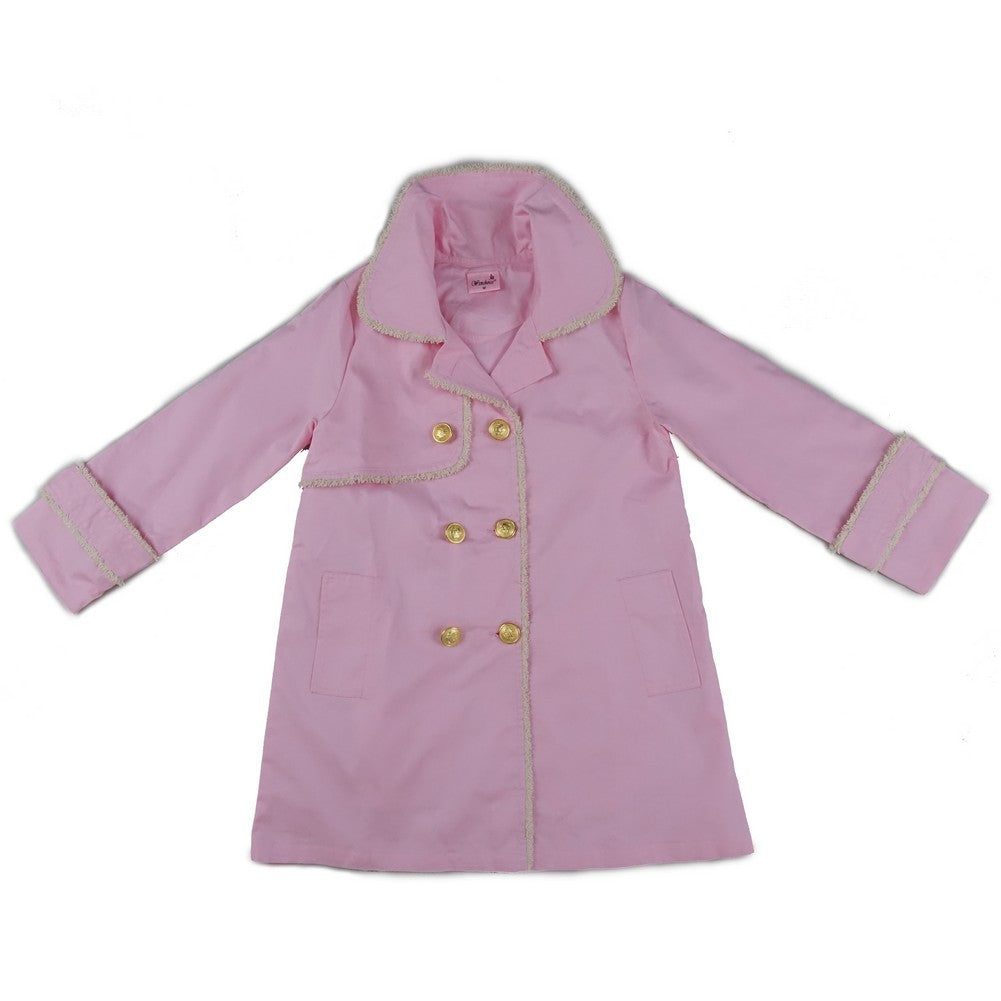 Zweireihiger Mantel für Mädchen, Roségold mit Knöpfen, S (9–24 Monate)–XL (6–8)