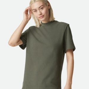 American Damen Kleidung pique Mockneck Tee