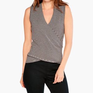 Gestreifter Vital-Wrap-Tank in schwarz multi