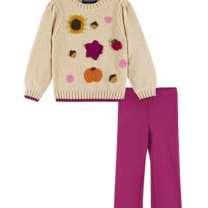Andy & Evan Fall Themed Chenille Pullover & Glitzer Legging Set