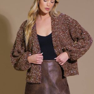 STARLIT PATHWAYS – Strickjacke mit Paillettenverzierungen