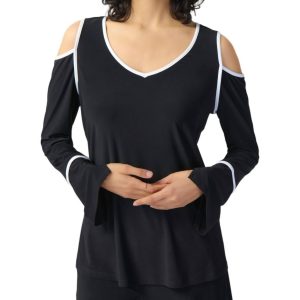 Open Shoulder Two-Tone Top in Schwarz 7676602253372