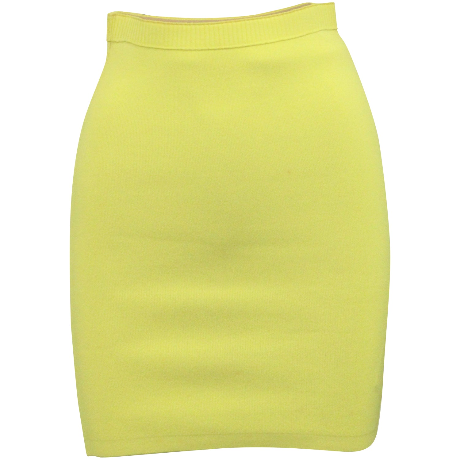 Alexander Wang Rib Strick Mini Bleistiftrock aus gelbem Polyester 7764877738044
