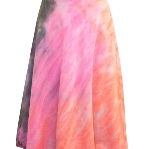 Damen Doppel knielange voile Rock in Neon Streifen