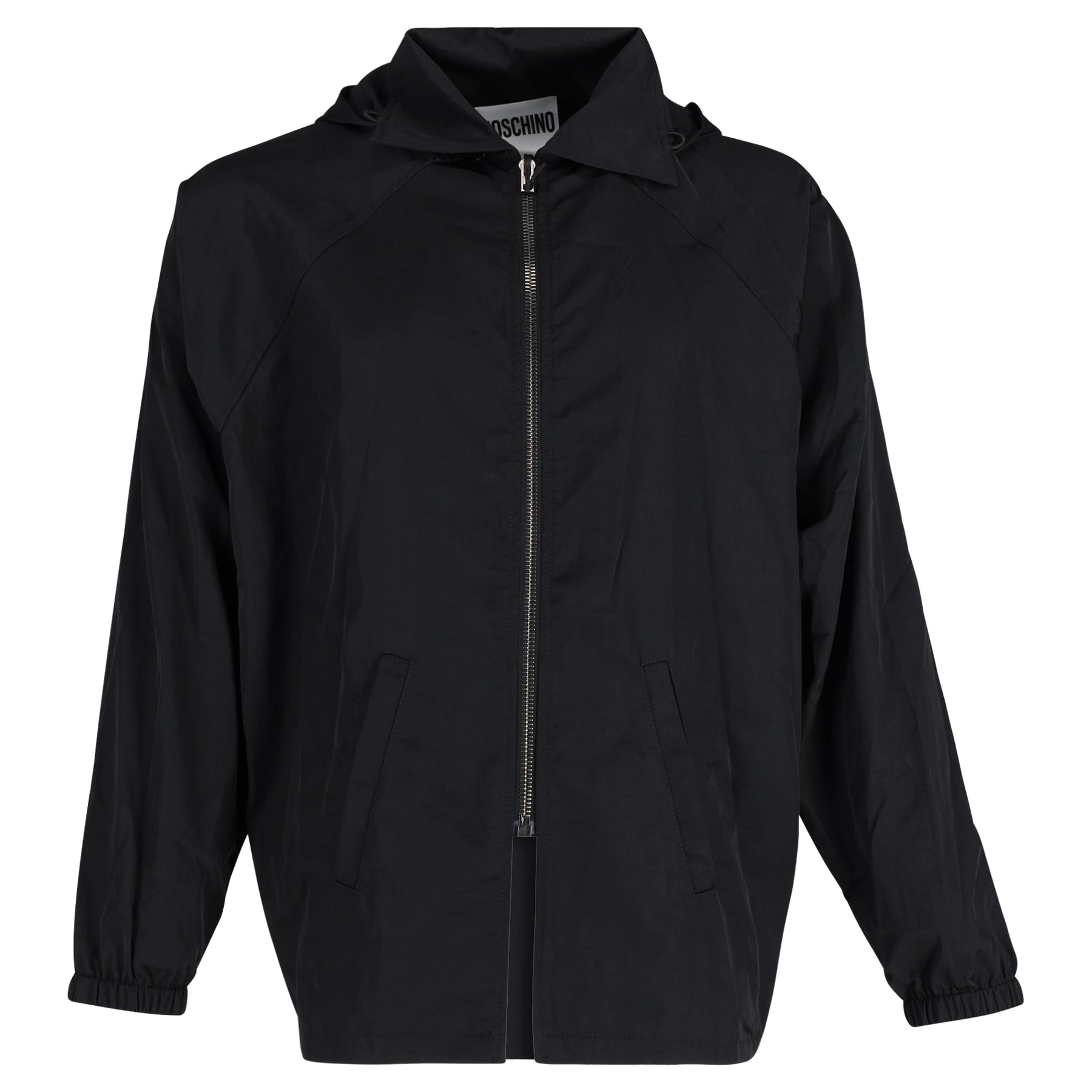 Moschino Wind Kapuzenjacke aus schwarzem Nylon 7748668784700