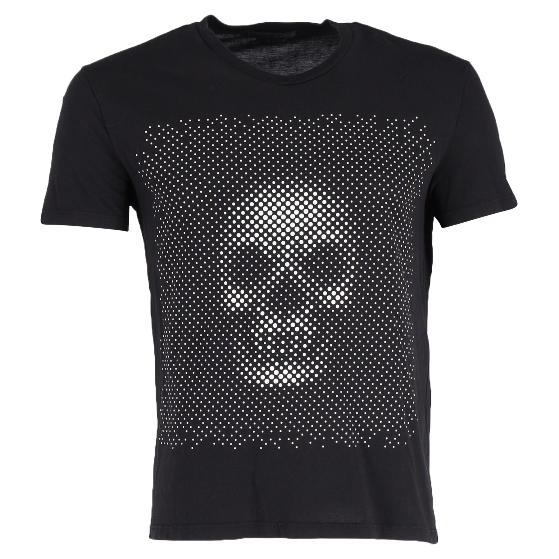 Alexander McQueen Optical Skull Print T-Shirt mit Rundhalsausschnitt aus schwarzer Baumwolle