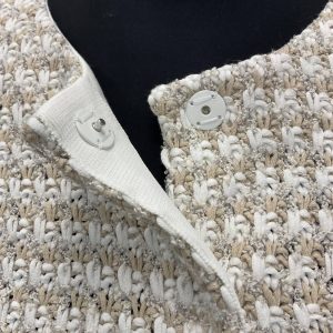 tan/white Tweed Baumwoll-Strickjacke in Mehrfarben
