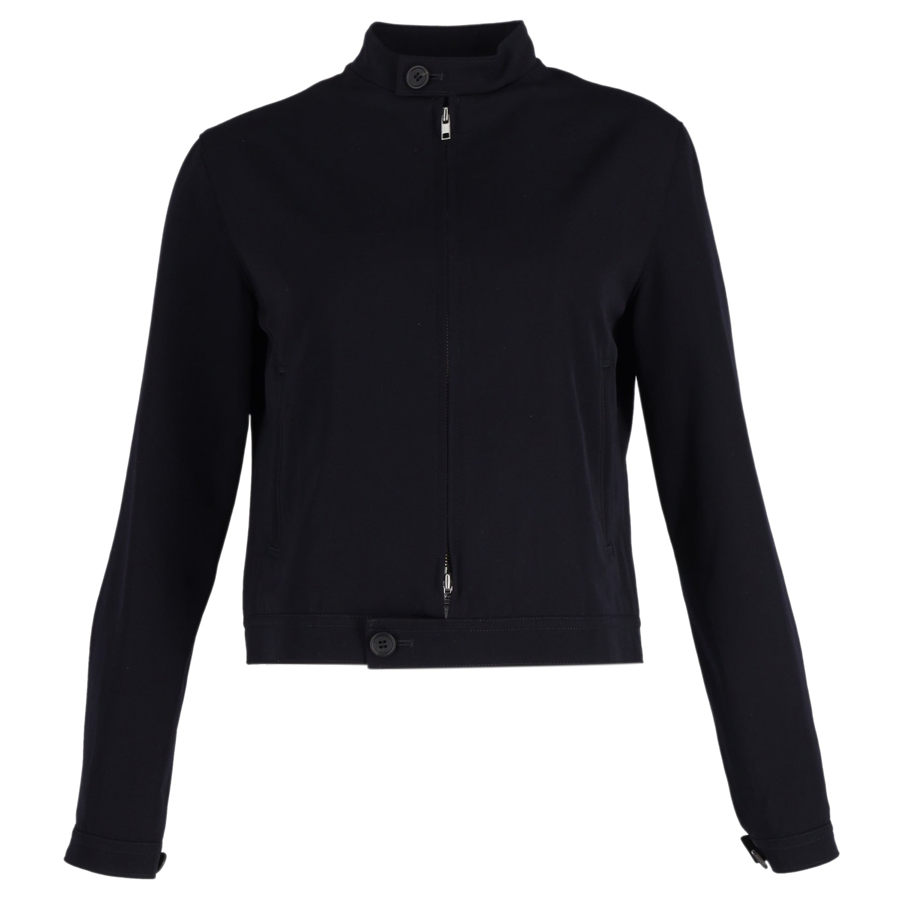 Yohji Yamamoto Zip Jacke aus Marineblau Wolle