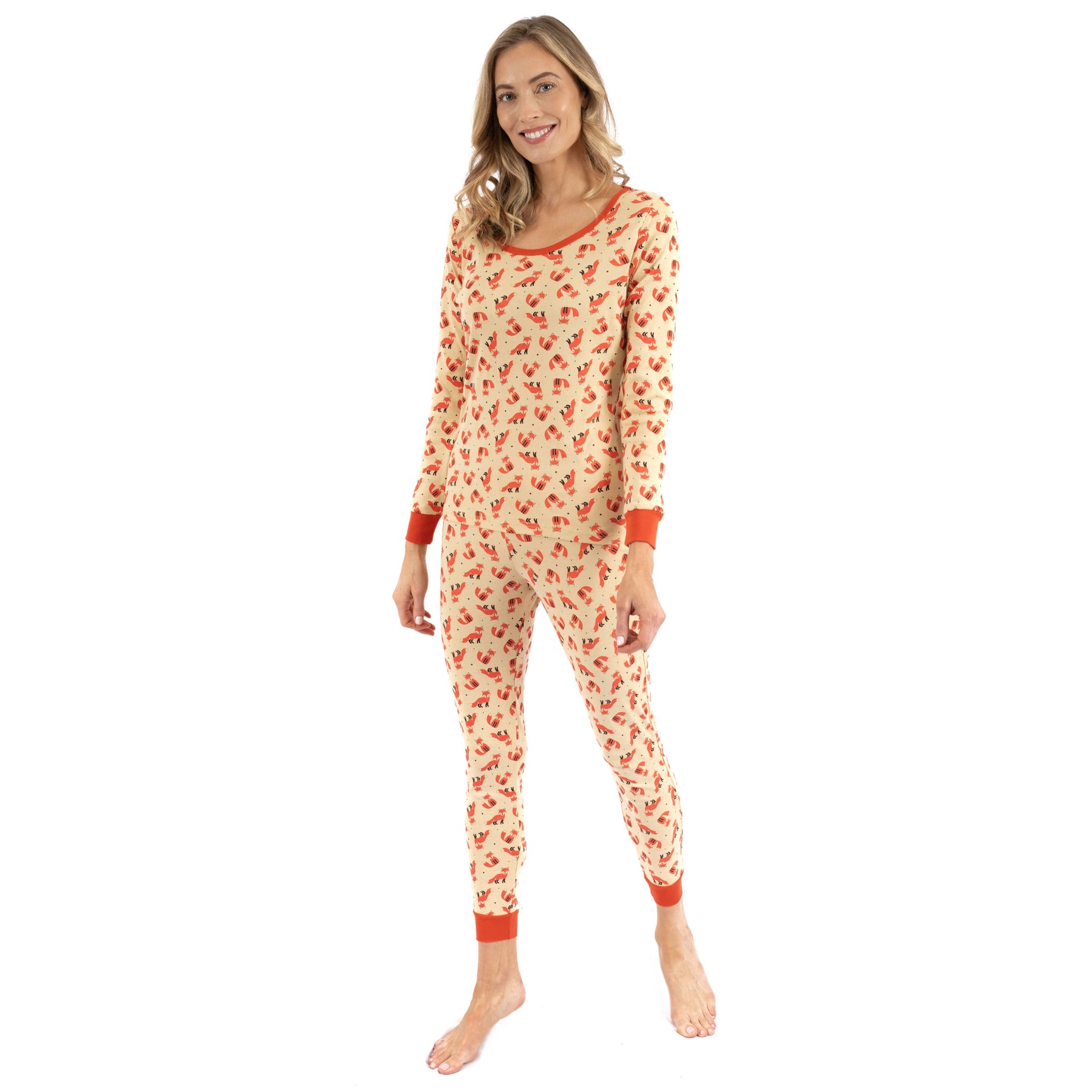 Damen zwei Stück Baumwolle Pyjama Fuchs