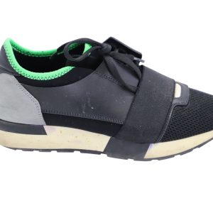 Balenciaga Race Runner Sneakers aus schwarzem und grünem Leder 7748741201980