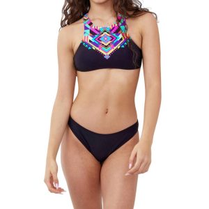 Mädchen hohen Hals Bikini Top mit passenden Bikini Boden in Tribal 7733868462140