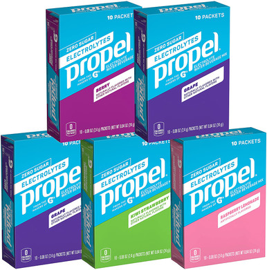 Propel Pulverpackungen 4 Geschmacksvariantenpackungen mit Elektrolyten, Vitaminen und ohne Zucker (50 Count) (Verpackung kann variieren)